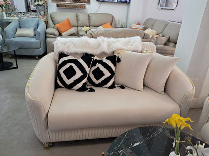 White Gold Detail Sofa Set