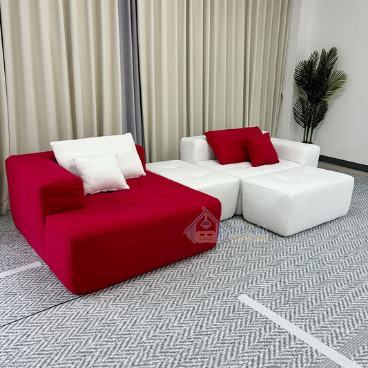 Red & White Compressed Modular Sofa