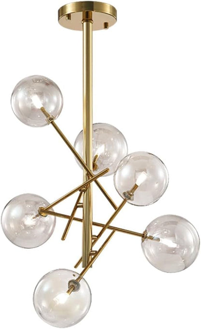 Mid Century 6-Light Sputnik Chandelier - KCO Lighting Bubble Glass Fixture